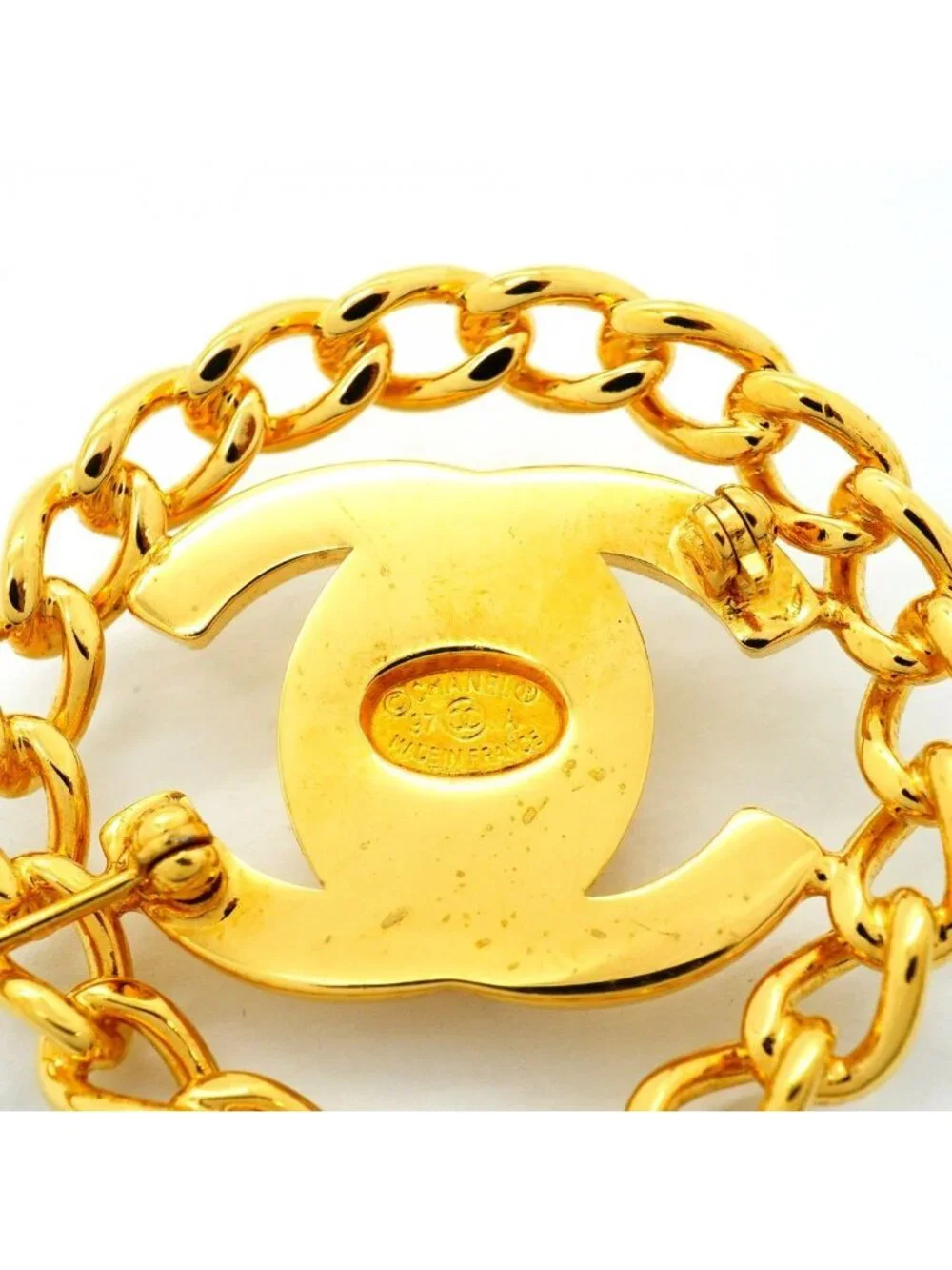 Chanel Brooch Vintage CC Logo Turnlock Gold Plated